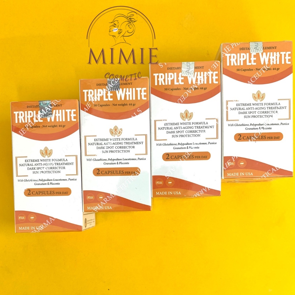 [CHÍNH HÃNG] VIÊN UỐNG TRIPLE WHITE - VIÊN UỐNG GLUTATHION 1200MG TRẮNG DA, MỜ NÁM, GIẢM THÂM HỘP 50 VIÊN