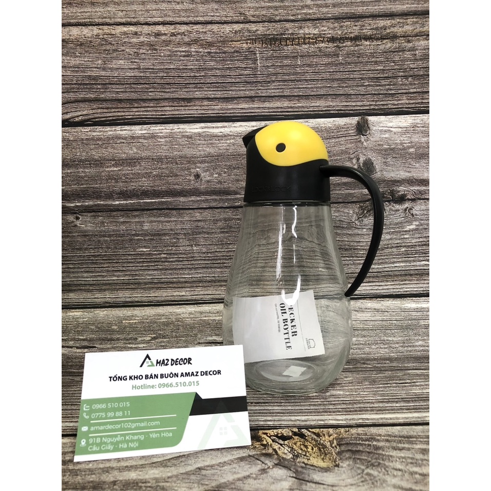 Bình thủy tinh đựng dầu ăn nước mắm với nắp mở tự động Lock&amp;Lock 550ml cao cấp kiểu dáng độc đáo