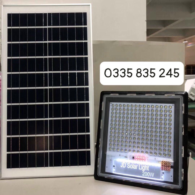 Đèn Năng Lượng Mặt Trời JinDian JD-7200 Leb Chống Loá Công Suất 200W -Khung Nhôm Siêu Mỏng.