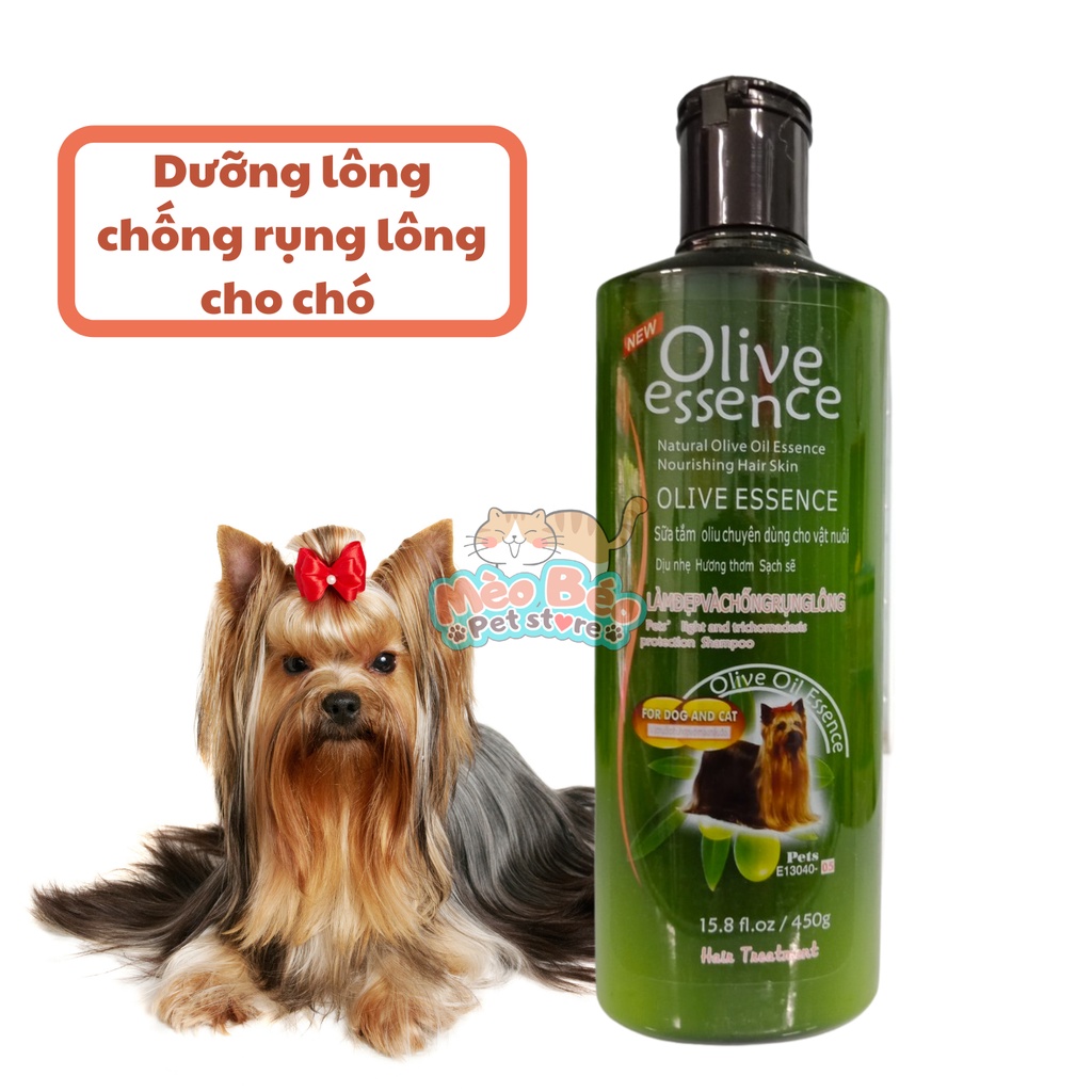 Sữa tắm chó mèo OLIVE ESSENCEL dưỡng mượt lông trị ve rận - chai 450ml