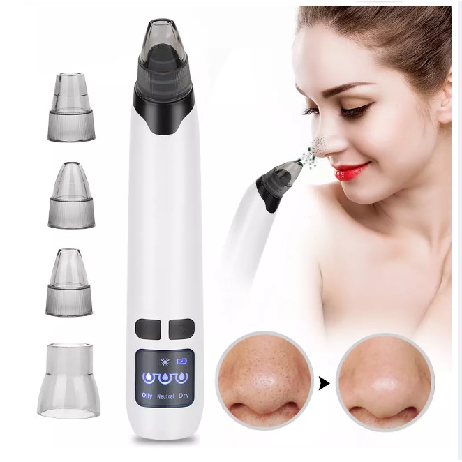 Máy Hút Mụn Đầu Đen Mụn Làm Sạch Da Mặt Sạch Lỗ Chân Lông, Có Đầu Massa Nhiệt,Màn hình Led CÓ USB SẠT LẠI