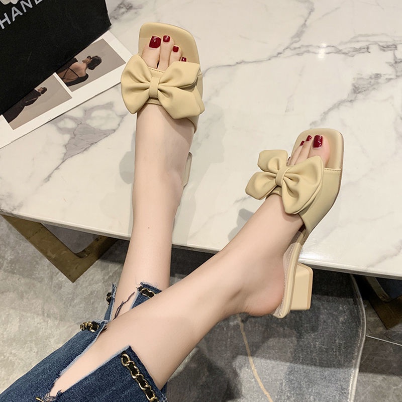 Dép Sandal Đế Dày Đính Nơ Thời Trang Mùa Hè Cho Nữ