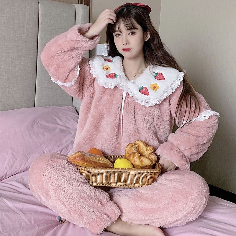 ORDER_ Bộ Ngủ Bông Cổ Dâu Tây Ulzzang N157