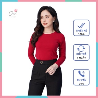 Áo phông nữ, áo thun nữ dài tay cổ tròn chất cotton borip dày dặn đủ size hàng VNXK - Charm Fashion
