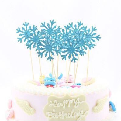 Trang trí bánh sinh nhật, bánh kem cho bé trai bé gái - SET CẮM 10 BÔNG TUYẾT NHŨ LẤP LÁNH