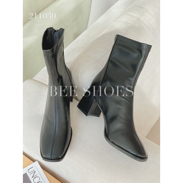 BEESHOES - BOOT NỮ DA MỀM MŨI VUÔNG - BOOT NỮ ĐẾ TRỤ CAO 5CM  CÓ SẴN MÀU ĐEN - KEM 211030 | BigBuy360 - bigbuy360.vn