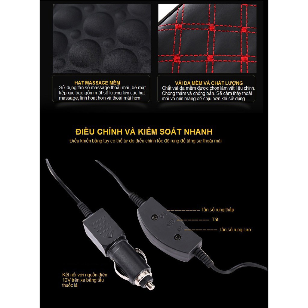 Gối tựa lưng ô tô massage -  Đệm lưng ghế mát xa xe hơi