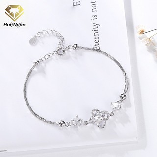Lắc tay bạc Ý S925 Huệ Ngân - Cỏ bốn lá may mắn dây hộp RYB140087