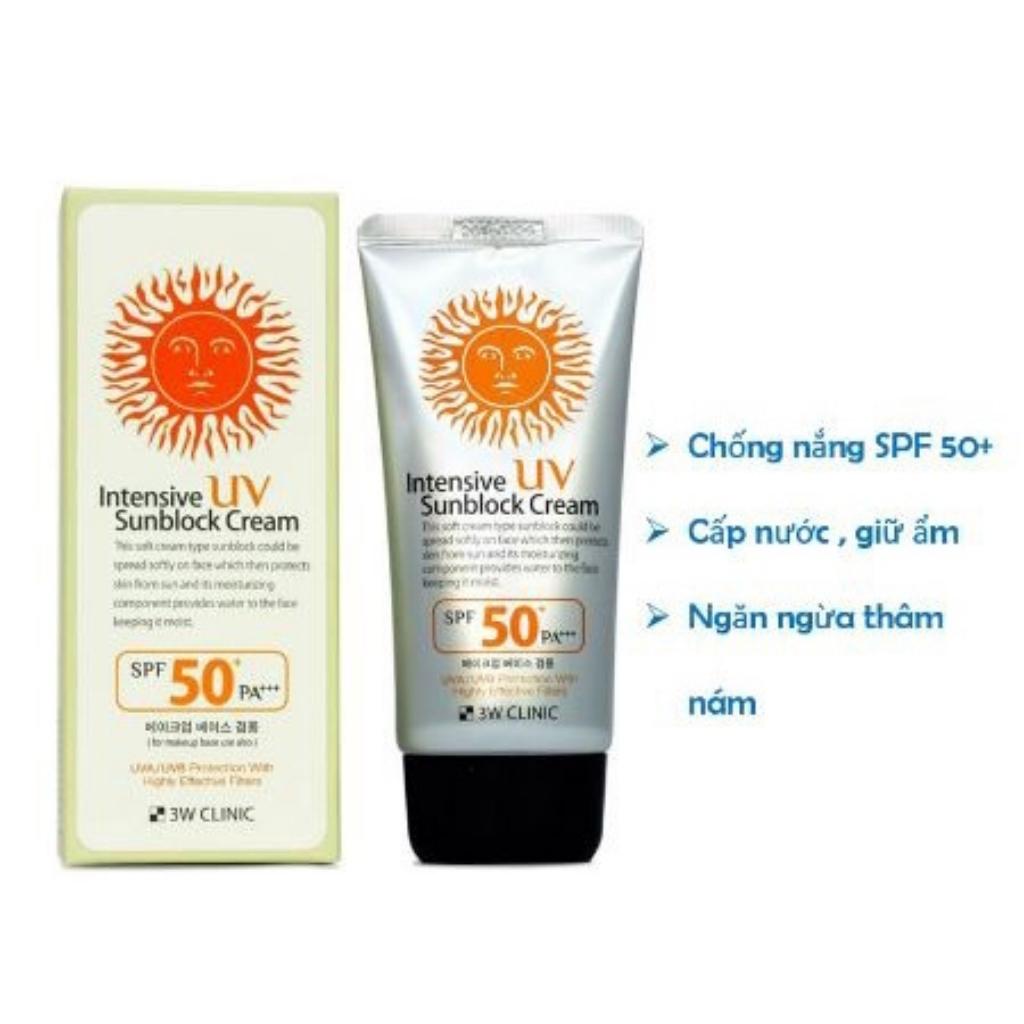 Kem Chống Nắng 3W Clinic Intensive UV Sunblock Cream Hàn Quốc SPF 50 PA+++ 70ml