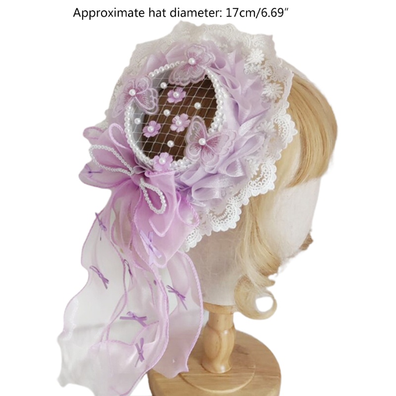 Cài Tóc Đính Nơ Ren Bèo Phong Cách Lolita Cổ Điển