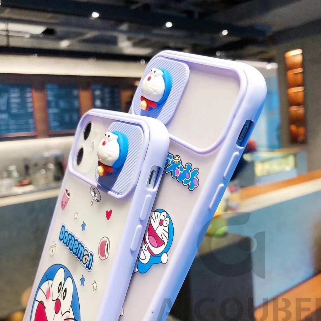 Ốp điện thoại họa tiết hoạt hình thiết kế nắp trượt bảo vệ camera thích hợp cho iPhone 12 11 Pro Max 13 Pro 14 Pro Max
