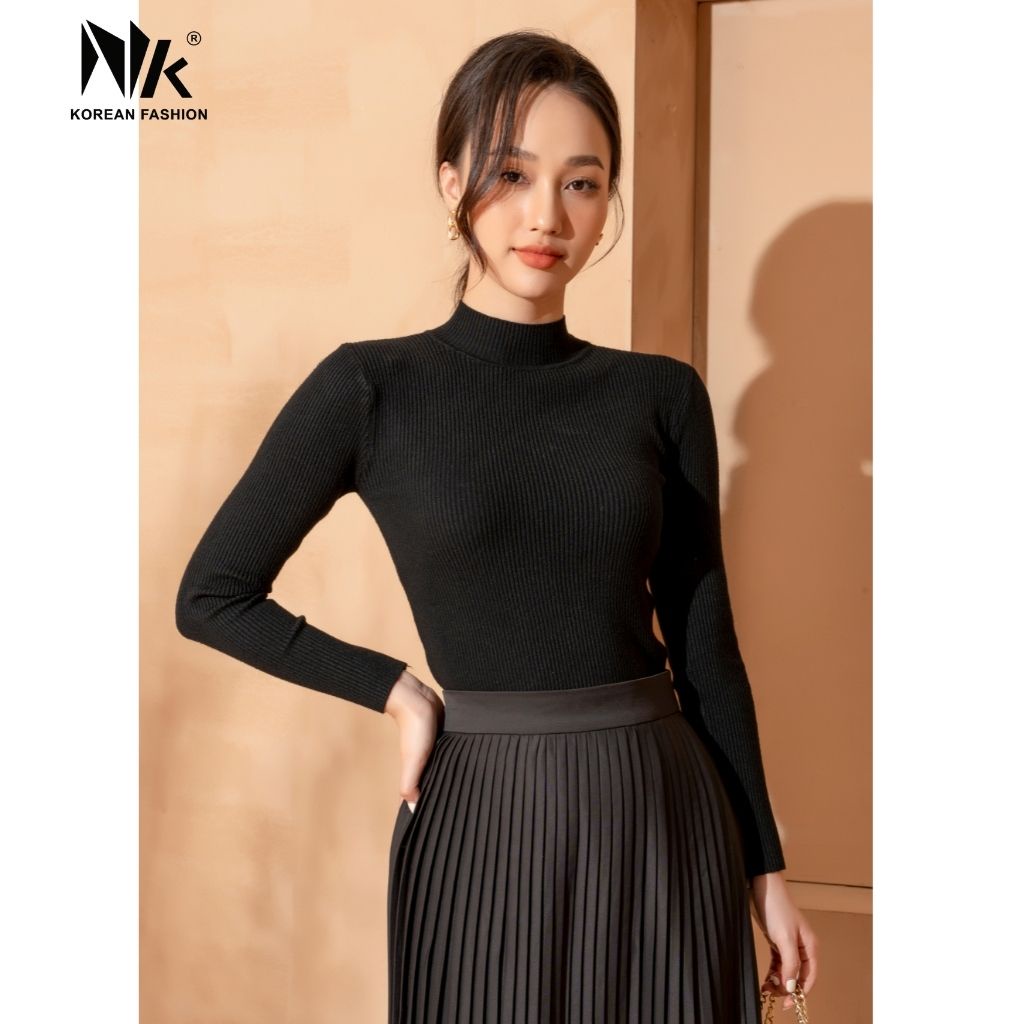 Áo Len Nữ Dài Tay NK Fashion Thiết Kế Cổ Cao Dáng Ôm, Chất Liệu Len Tăm Mềm Mịn Chống Xù NKFAL2109018