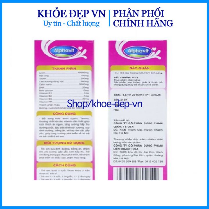 Siro cho bé ALPHAVIT bổ sung DHA và các vitamin thiết yếu cho trẻ - Hộp 20 ống