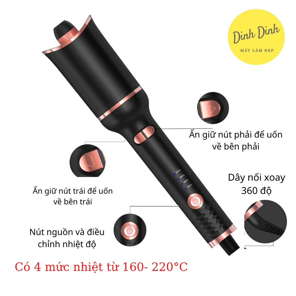 Máy uốn tóc mini tự động, máy làm tóc xoăn mini, uốn tóc giả lọn to, tự xoay 360 độ cao cấp siêu bền ❤️Tặng kèm kẹp tóc