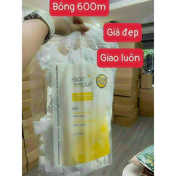 Bông tẩy trang chuẩn Pháp 100% 600 miếng Tetra Le Soin Laretat Pur +20%