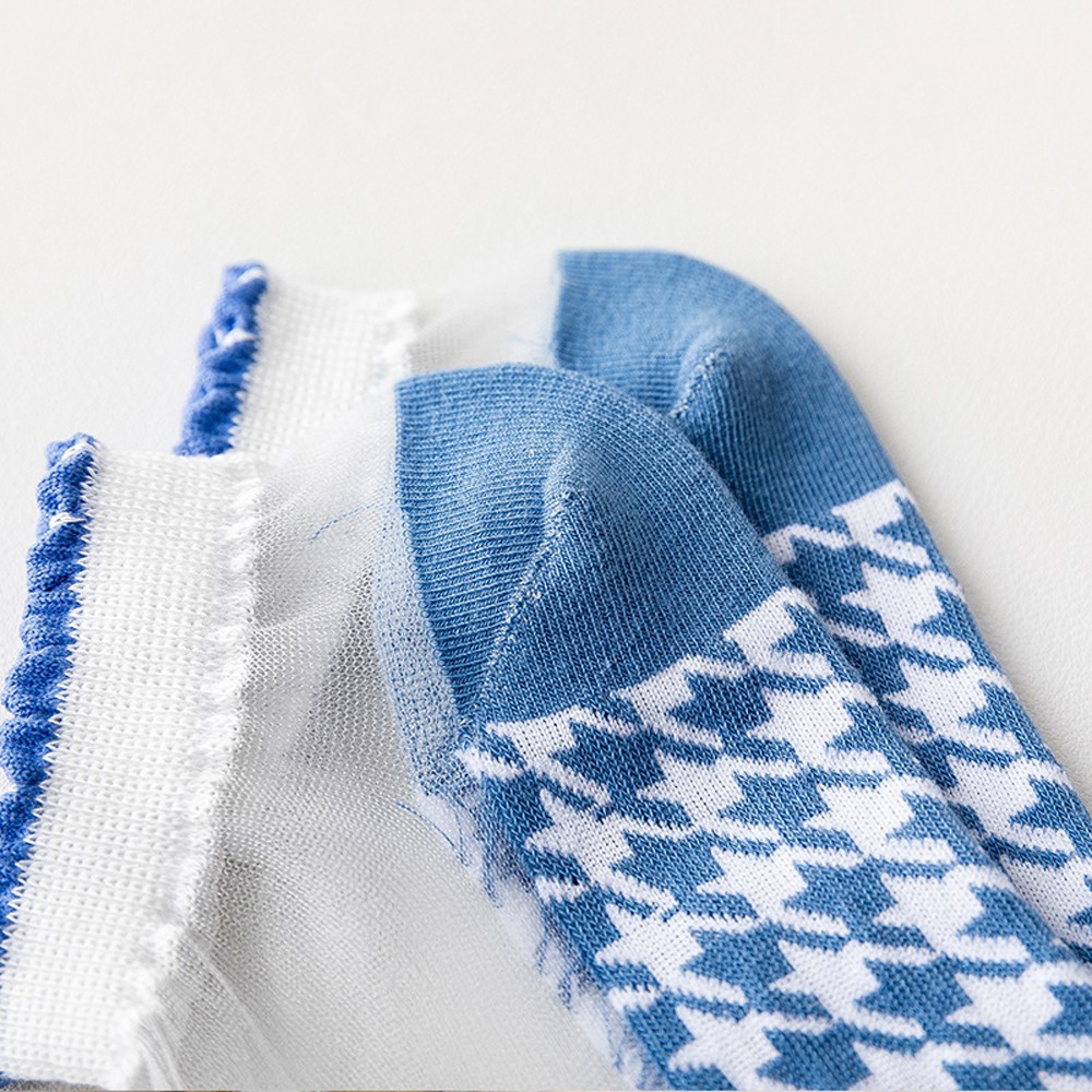 Vớ Nữ Siêu Mỏng Kẻ Sọc Thêu Hình Động Vật Dễ Thương