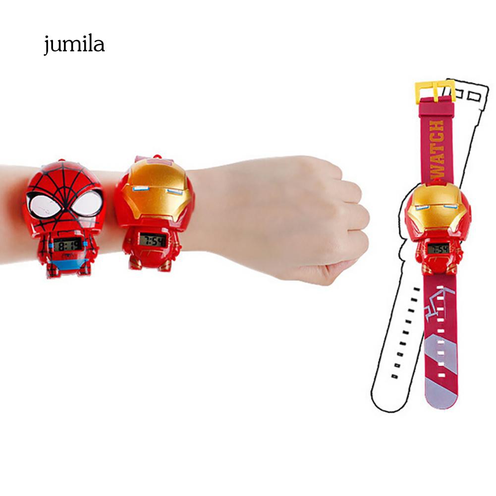 Đồng hồ đeo tay mặt tròn có in hình nhân vật siêu anh hùng Marvel Avengers