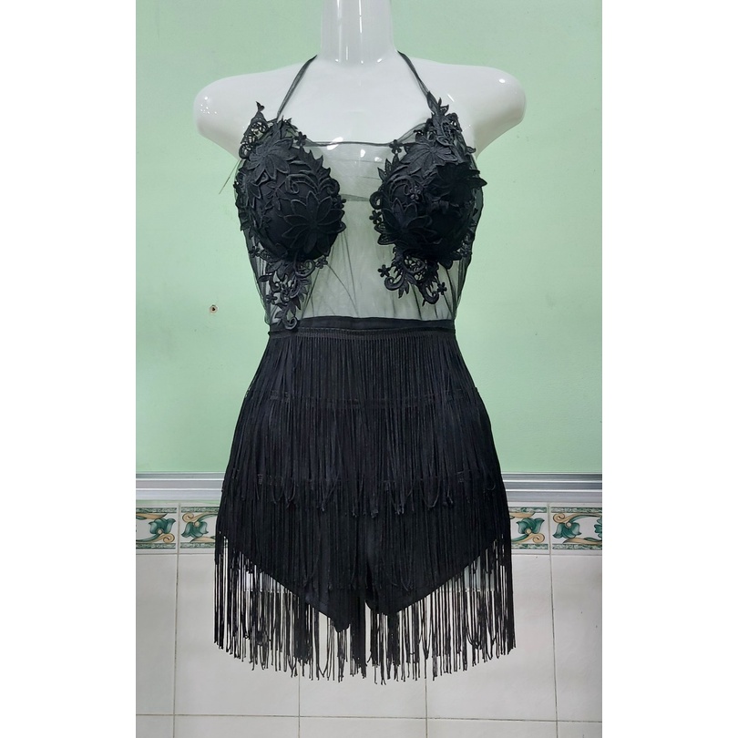 SET ĐẦM SEXY TUA  RUA MÀU ĐEN - MÃ 234400