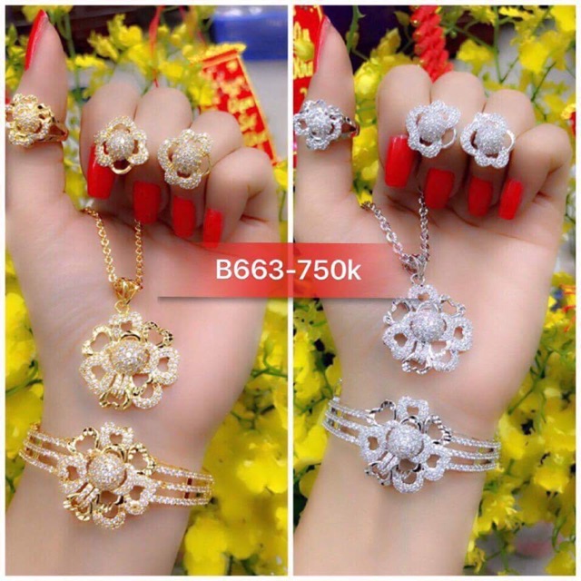 Bộ trang sức xi vàng và bạch kim cao cấp B663