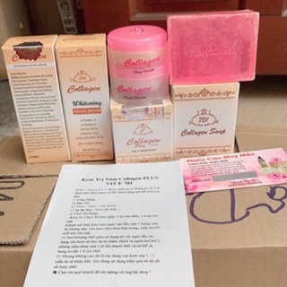( giá sỉ 10 combo) 4 món kem collagen plus vit e + serum