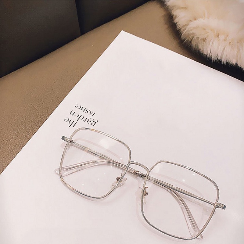 Kính Mát Gọng Kim Loại Tròng Lớn Trong Suốt Cỡ Lớn Thời Trang Cho Nữ