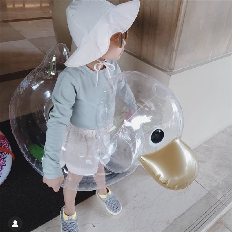 Phao bơi hình chú vịt trong suốt đáng yêu cho bé 1-4 tuổi