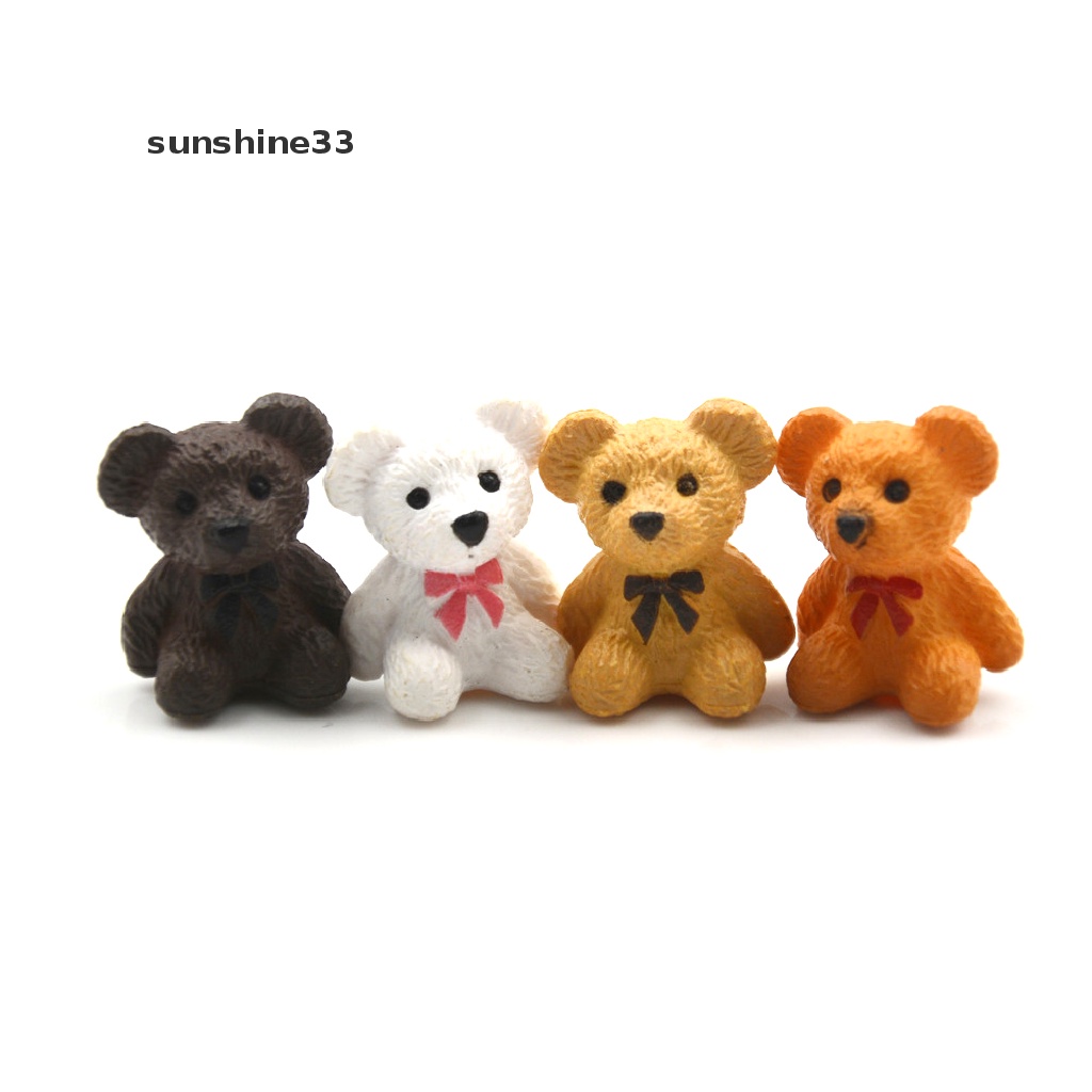 SU 4pcs/lot Bear Figures Mini Fairy Garden Animals Statue Miniature  n