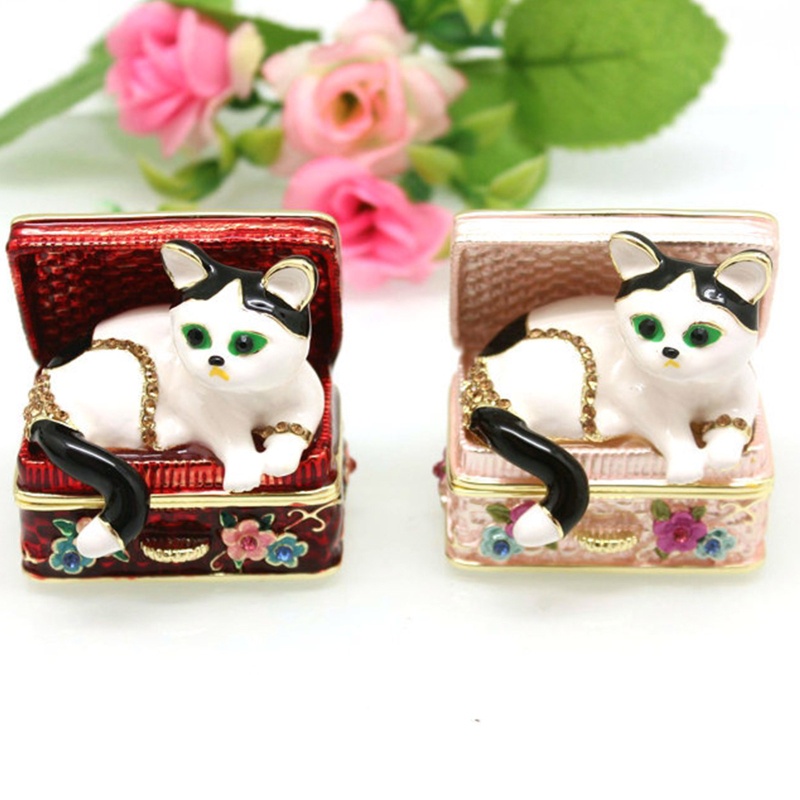Flgo Hộp Đựng Trang Sức Hình Chú Mèo Tráng Men Mini Thời Trang Dùng Để Trang Trí Nội Thất