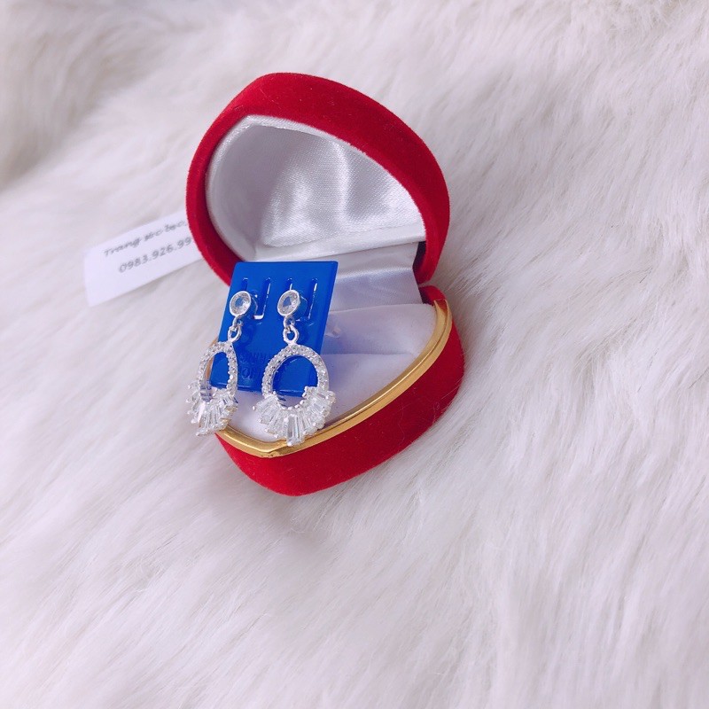 Bông tai nữ bạc thật giá rẻ đính đá nhỏ xinh xắn chất liệu bạc ta giá sỉ/ Trang sức JQN