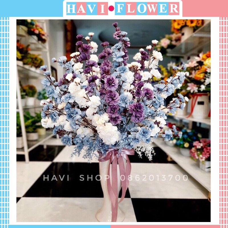 Hoa giả - Hoa Anh Đào Havi 1 mét nhiều màu sắc cành 5 nhánh trang trí đơn giản, đẹp