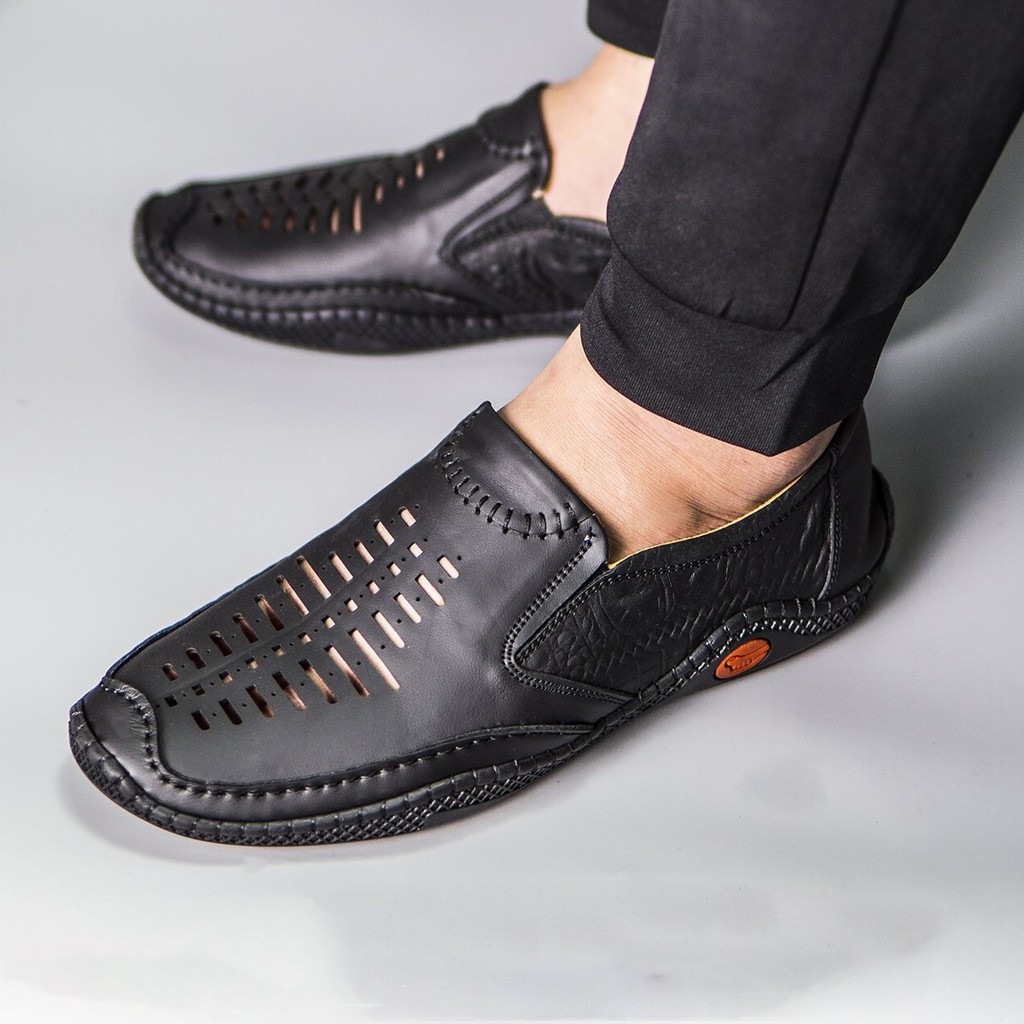 Giày lười nam da thật giày hè thiết kế thoáng khí vô vùng mát mẻ cho mùa hè -GLN27
