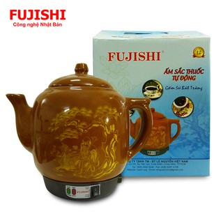 Ấm sắc thuốc điện GỐM BÁT TRÀNG chính hãng Fujishi HK-066 Nâu/Xanh lục - Xuất ngẫu nhiên