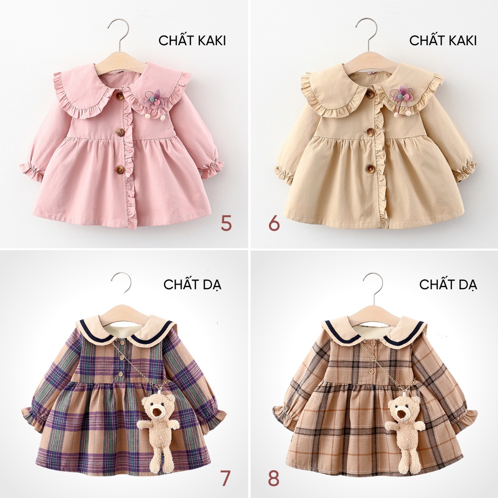 Tổng hợp các mẫu áo váy mùa đông cho bé gái 0-4 tuổi chất kaki/dạ