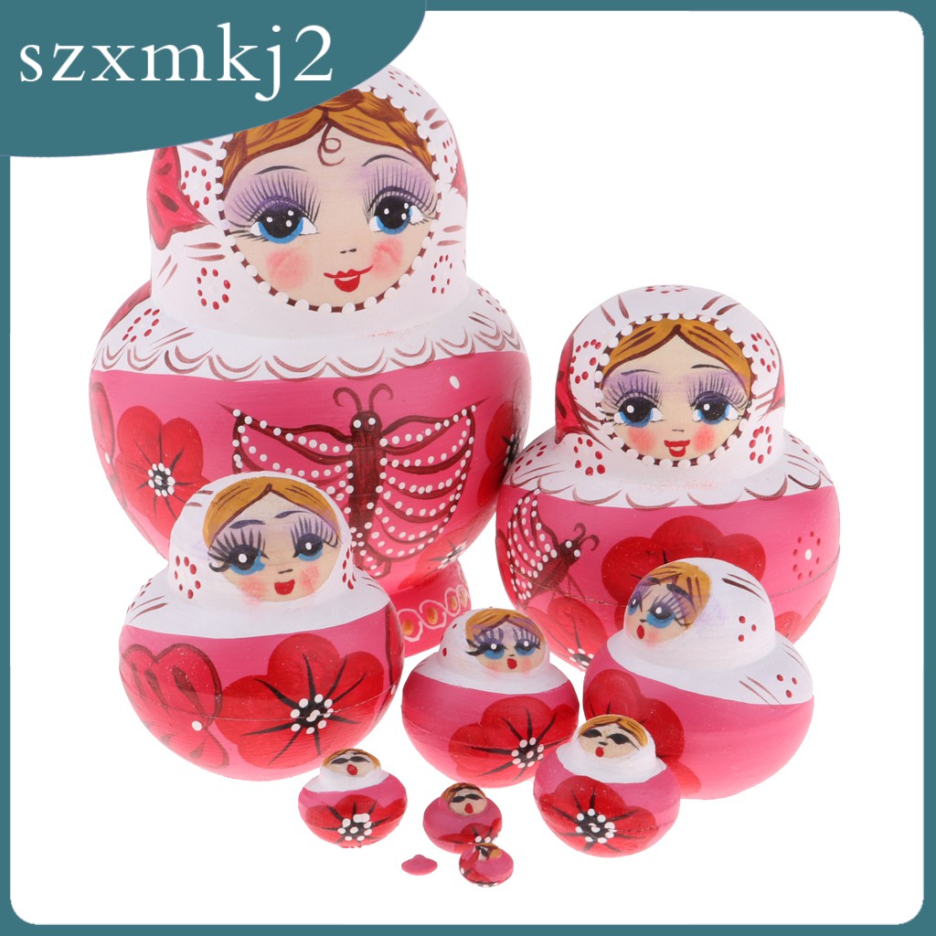 Bộ Búp Bê Nga Matryoshka Matryoshka 10 Món Bằng Gỗ szxmkj2