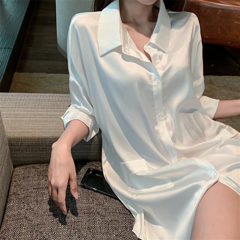 Đầm Ngủ Vải Lụa Thời Trang Gợi Cảm Quyến Rũ Cho Nữ