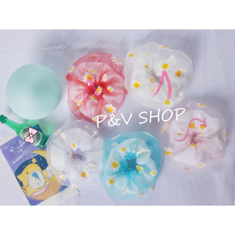 BUỘC TÓC SCRUNCHIES Hoa Cúc🌼 ( cam kết giống hình 100%)