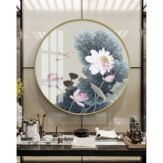 Tranh treo tường VTC nghệ thuật hiện đại hoa sen và cá tài lộc chất liệu bóng kính hoặc vải canvas ZTU_174298
