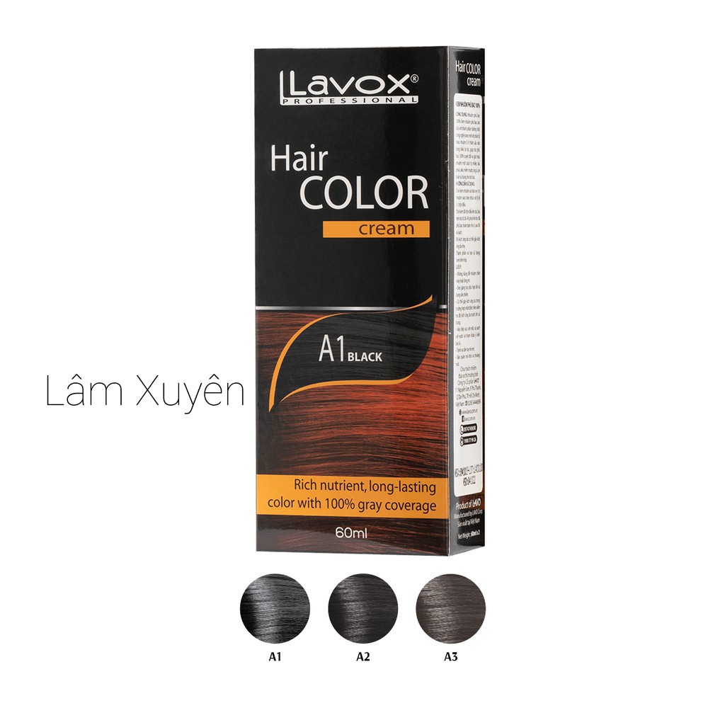 Thuốc nhuộm phủ bạc Lavox 60ml A1 (ĐEN) A2 (NÂUĐEN) A3 (NÂU HẠT DẺ)   FREESHIP phủ bạc hoàn toàn 100% đều màu suôn mềm