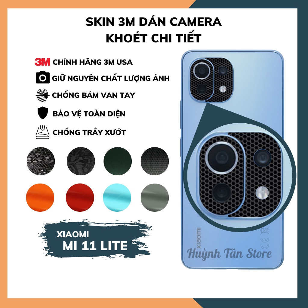 Combo 2 Dán camera sau Mi 11 Lite 5G NE chất liệu 3M bảo vệ bề mặt kính cường lực, khoét lỗ chi tiết,ảnh chup rõ nét