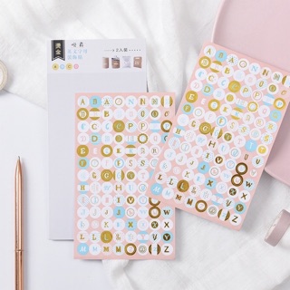 Set 2 Tấm Sticker Chữ Cái Alphabet Trang Trí Sổ Bullet Journal