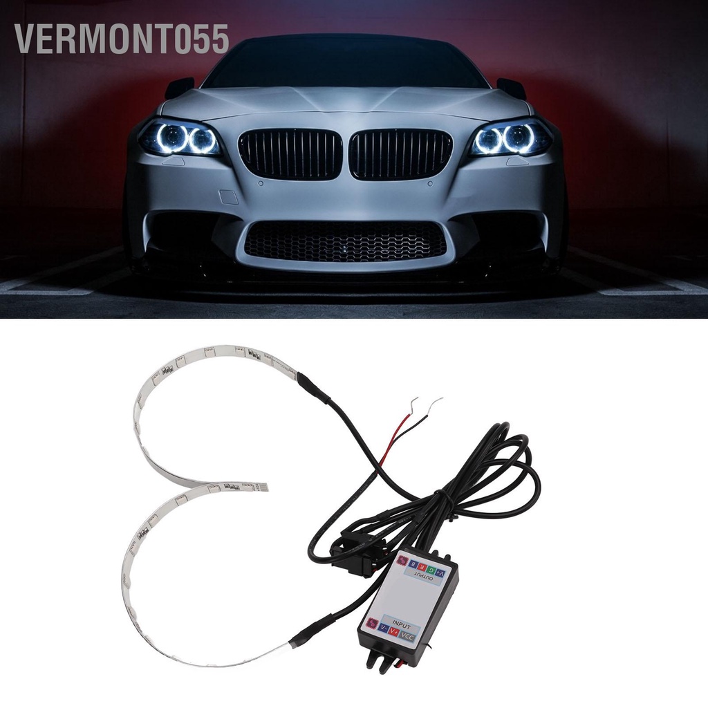 Vermont055 2 cái nhiều màu RGB LED mắt quỷ Bluetooth APP Điều khiển đèn pha vòng vầng hào quang cho xe hơi