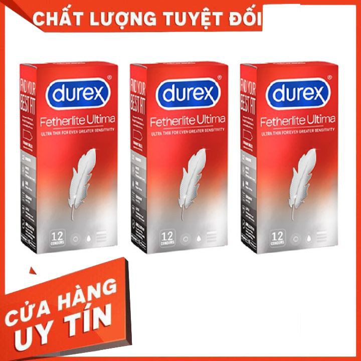 Bộ 3 hộp bao cao su Siêu Mỏng Durex Fetherlite Ultima - Hộp 12 bao