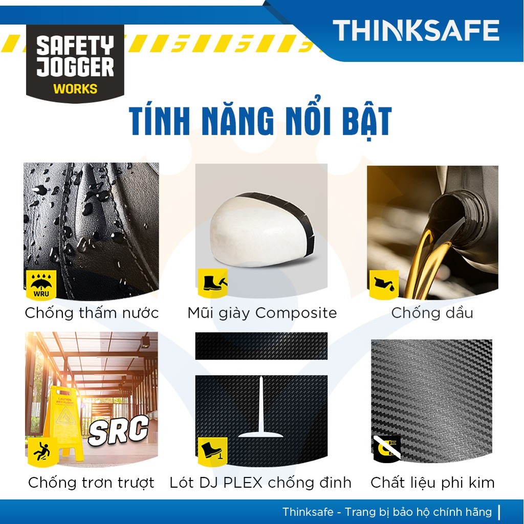 Giày bảo hộ lao động nữ Jogger Thinksafe, da bò cao cấp, đế chống đinh, thoáng khí, thời trang, giày cách điện - Ceres