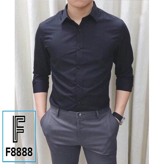 Áo sơ mi nam dài tay áo kiểu hàn quốc công sở đẹp F8888 Màu Đen SMT001 | BigBuy360 - bigbuy360.vn