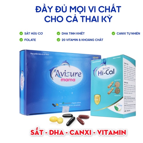 Avisure mama và Avisure Hical Bổ sung DHA,Sắt,Canxi đầy đủ dưỡng chất cho một thai kỳ khỏe mạnh,hạnh