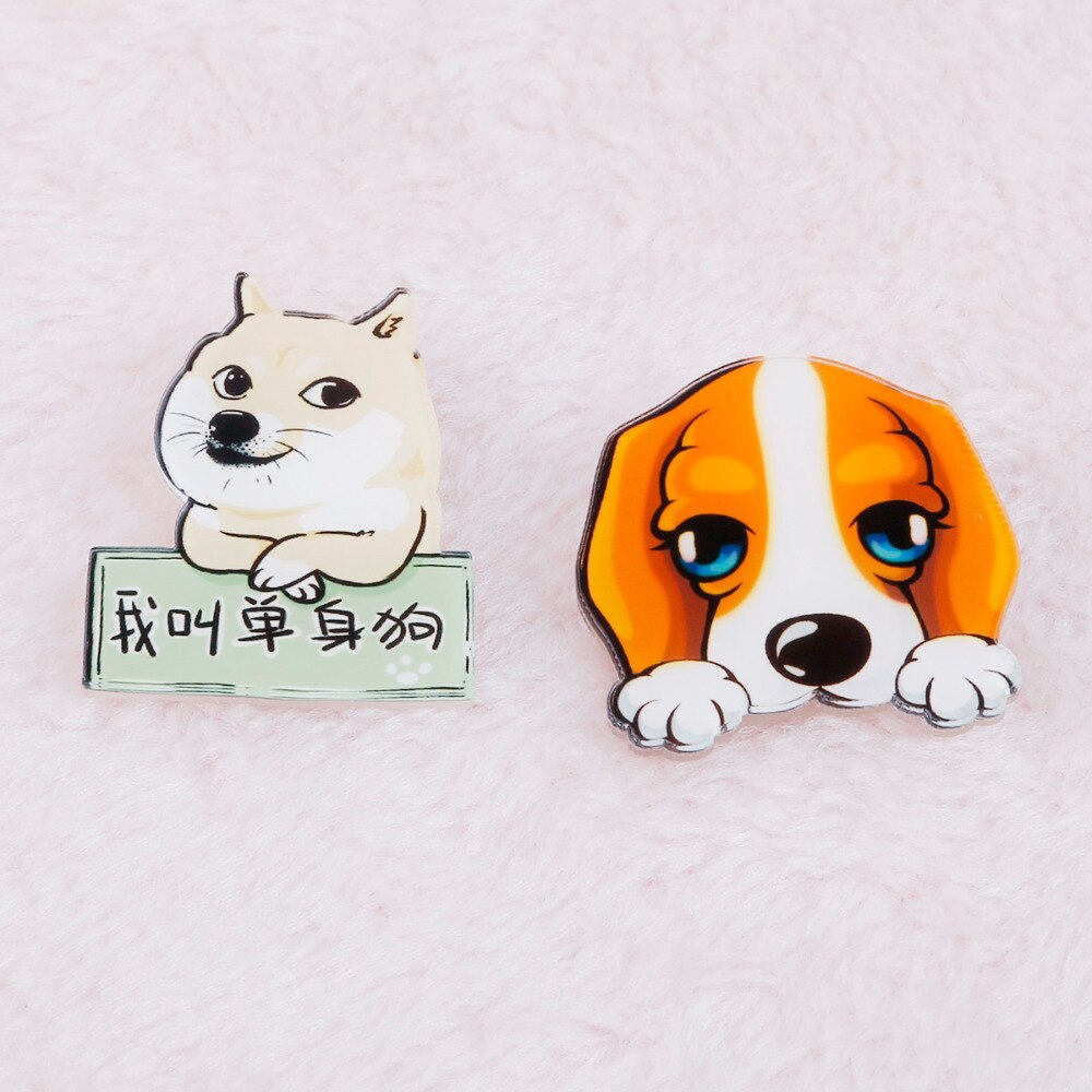 Ghim cài áo acrylic hình chó cưng bago shiba inu gấu xi hu huqi độc đáo dễ thương