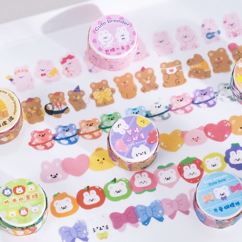 Set Sticker 100 Miếng Dạng Cuộn Băng Keo Washi