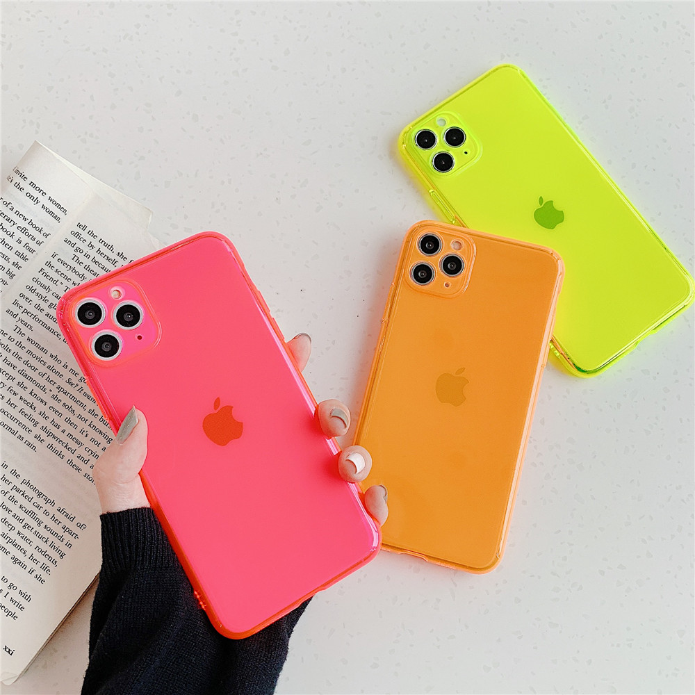 Ốp điện thoại mềm màu kẹo dạ quang trong suốt chống sốc cho Iphone 11 Iphone 7 8 Plus 6 6s Plus X Xr Xs Max Se 2020