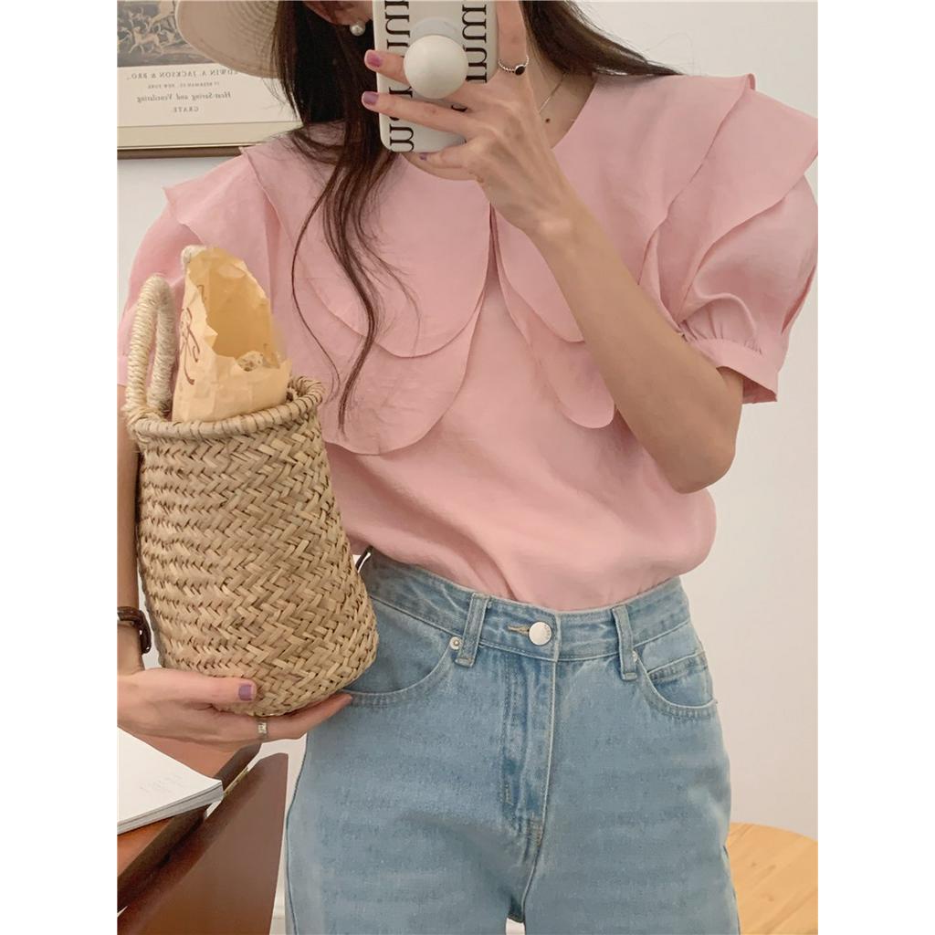 Áo Sơ Mi Ngắn Tay Cổ To 51777 Xù