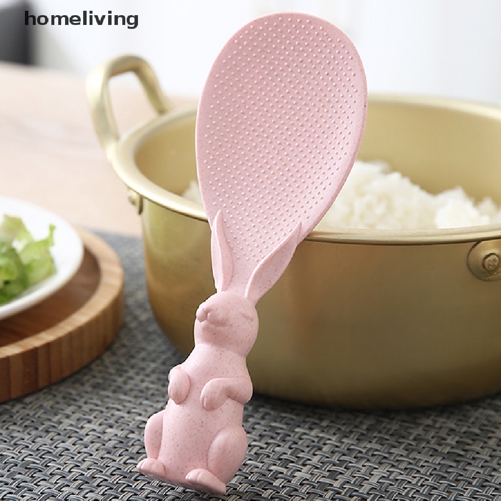 Muỗng Xới Cơm Hình Thỏ Bằng Lúa Mạch Chống Dính Có Giá Đỡ Tiện Lợi